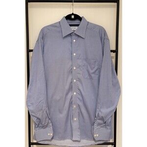 Eton Men's York Dress Shirt in Blue Classic Fit Size 17